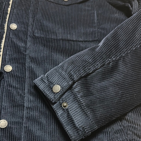 Levi’s Strauss Green Corduroy Jacket, Mens Small Sherpa Trucker, Snap Closure - Picture 6 of 8